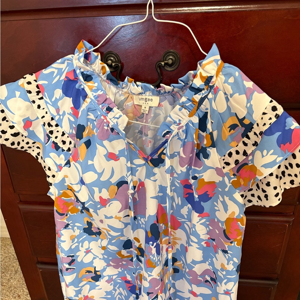 Umgee Multicolor Ruffle Blouse